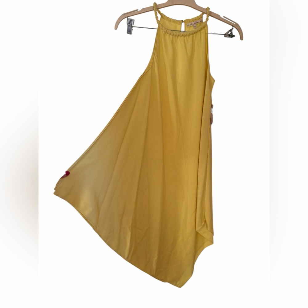 NWT Rachel Roy Asymmetric Trapeze Sunflower Yellow Halter Dress Feminine Dainty - Picture 4 of 7